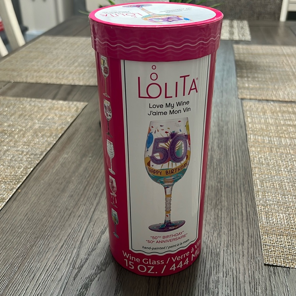 Lolita wine glass 50th Birthday